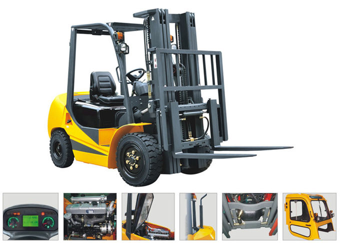 Pnömatik Lastikler Dört Tekerlekli Forklift 3 Ton 2350mm Dönüş Yarıçapı Rahat Kullanım