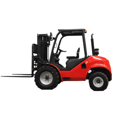 2,5 - 3 Ton Kırmızı Küçük Kaba Zeminli Forklift, Çelik 4 Tekerlekli Tahrikli Forklift